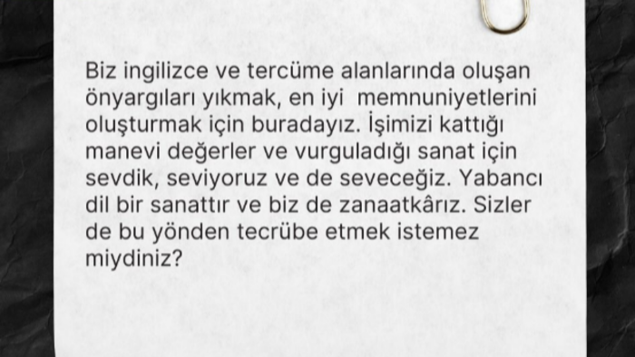 İngilizce-Türkçe/Türkçe-İngilizce çeviri yaparım