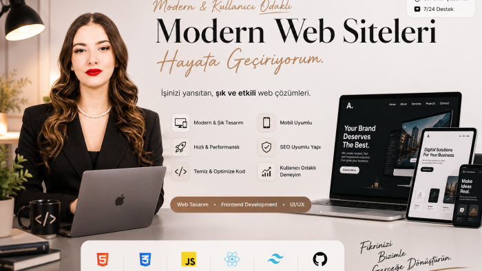  modern ve responsive web siteleri geliştiririm