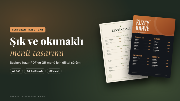 restoran ve kafeniz için şık menü tasarlarım