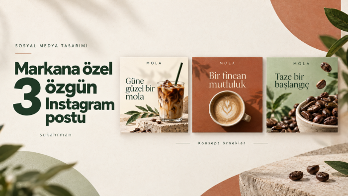 markana özel 3 özgün Instagram postu tasarlarım