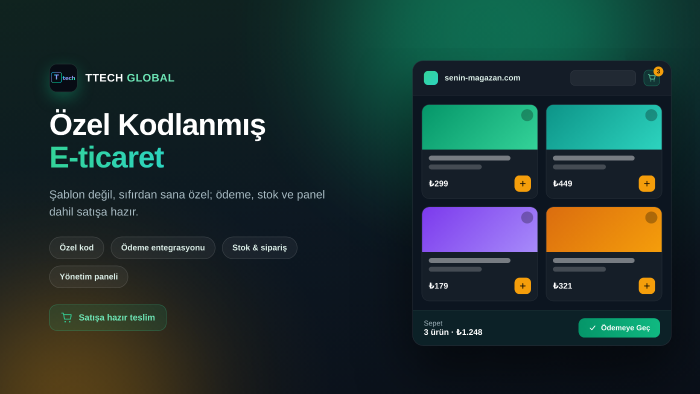 özel kodlanmış e-ticaret siteni sıfırdan geliştiririm