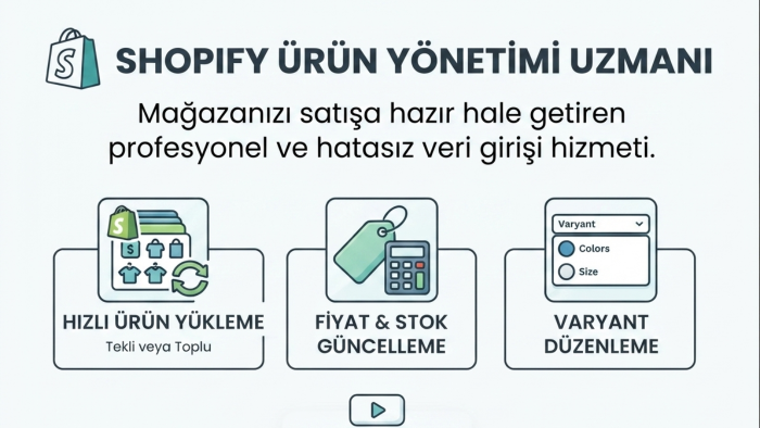 shopify mağazanıza profesyonel ürün girişi yaparım