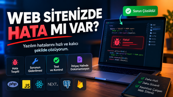 web sitenizdeki yazılım hatalarını gideririm