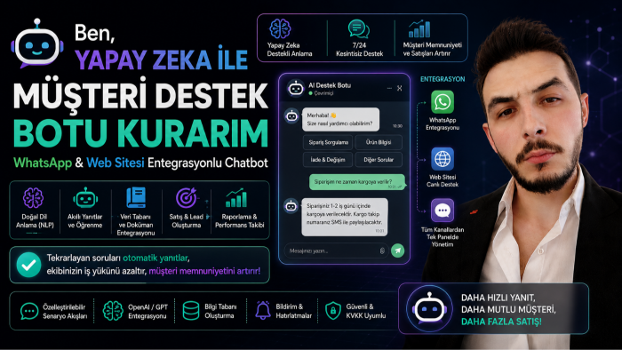 web sitenize yapay zeka destekli müşteri botu kurarım