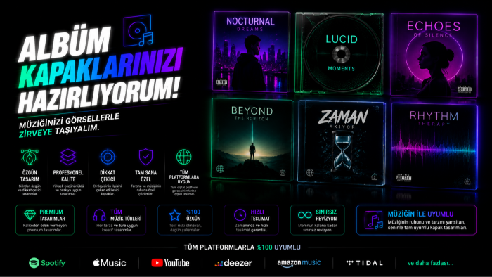 sizin için single / albüm kapağı tasarlayabilirim