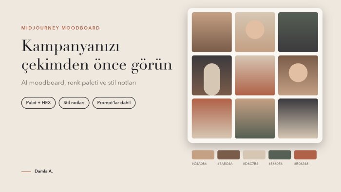kampanyanız için Midjourney ile moodboard hazırlarım
