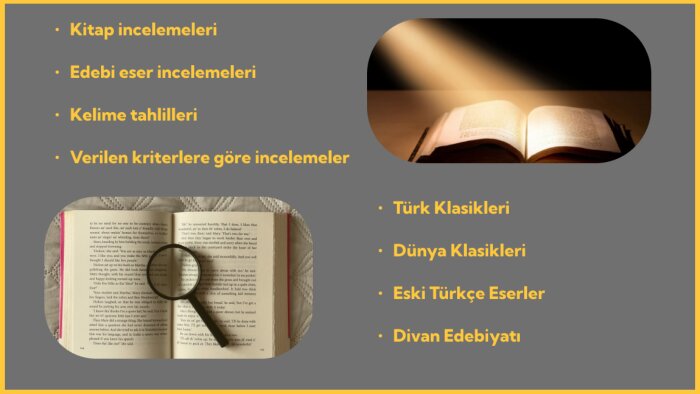 edebi eserleri hızlı ve kaliteli bir şekilde incelerim
