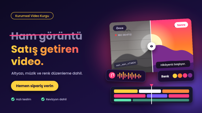 üst düzey kurgu, ses ve renk düzenlemesi yaparım