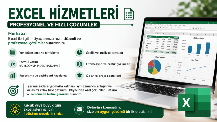 sizin karmaşık Excel işlerinizi düzenli halde yapabilirim
