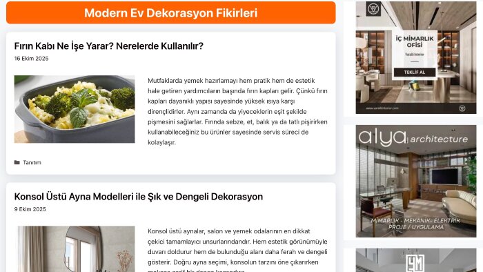 12 yıllık dekorasyon sitemden tanıtım yazısı yayınlarım
