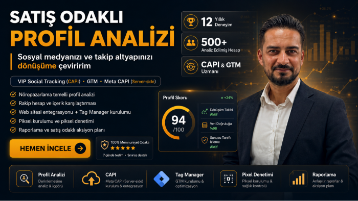 10 yıllık tecrübeyle satış odaklı profil analizi yaparım