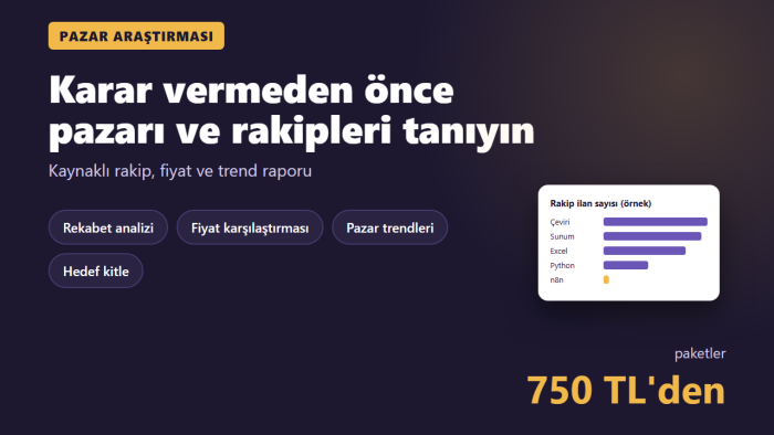 kaynaklı pazar ve rakip analizi raporu hazırlarım
