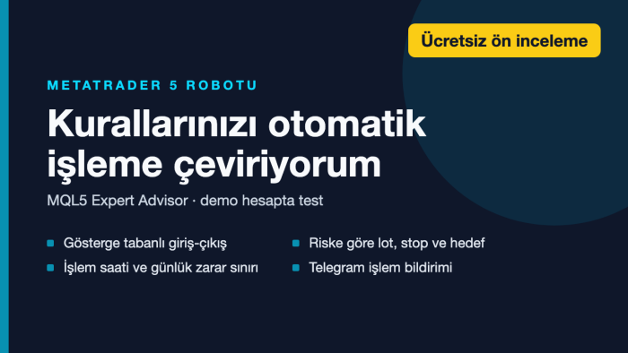 MetaTrader 5 için otomatik işlem robotu (EA) yazarım