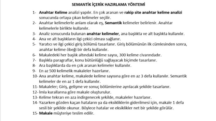 semantik ve seo uyumlu web sitesi içeriği hazırlarım