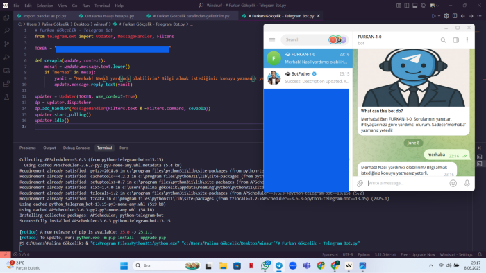 isteğe göre Telegram botu tasarlarım