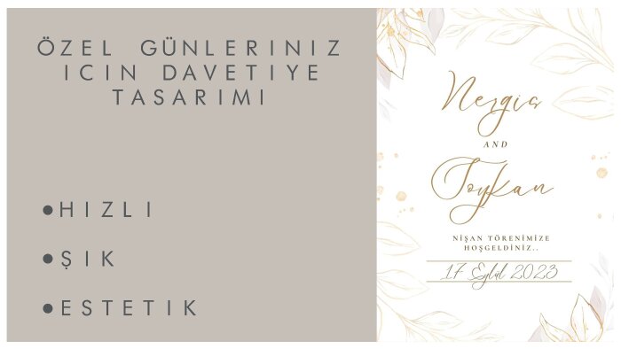 her türlü davetiniz için tarzınıza özgün davetiye tasarlarım