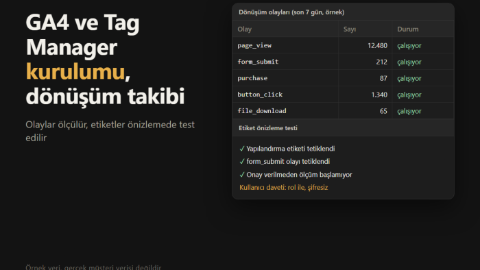 Google Analytics 4 ve Tag Manager kurulumunu yaparım