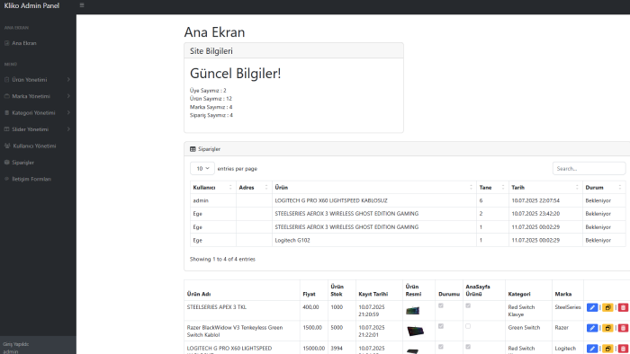 hızlı kullanıma hazır birer admin panel yapacağım