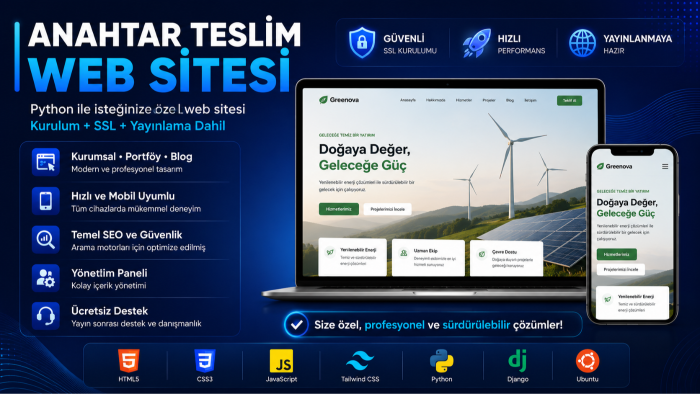 size özel anahtar teslim kurumsal web sitesi geliştiriyorum