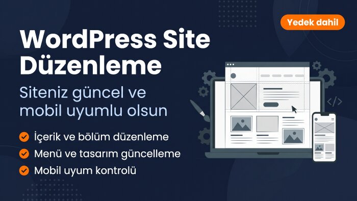 web sitesi kuruyorum, düzenliyorum ve takibini yapıyorum