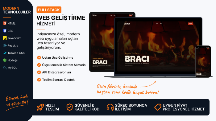 özel web projenizi uçtan uca geliştirebilirim