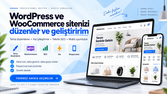 WordPress ve WooCommerce sitenizi düzenler ve geliştiririm