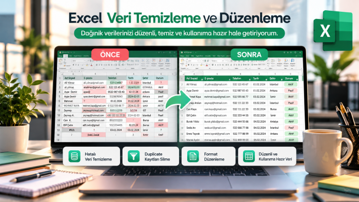 Excel veri temizleme ve düzenleme yapıyorum