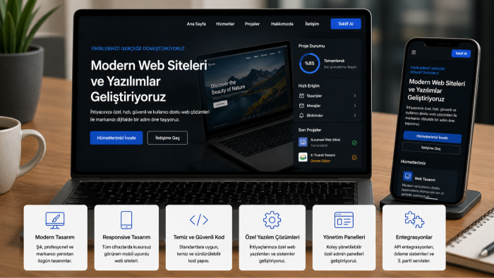 modern web siteleri geliştiririm