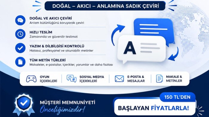 metinlerini doğal İnglizceye çeviririm