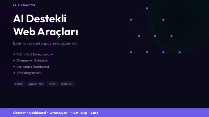 işletmeniz için AI destekli web aracı otomasyon geliştiririm