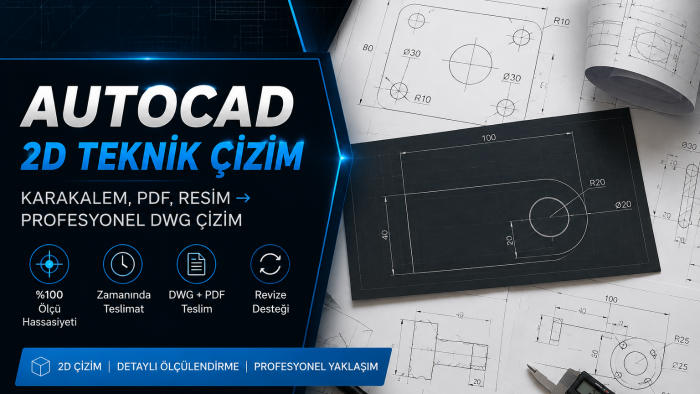 AutoCAD ile 2D teknik çizim yaparım