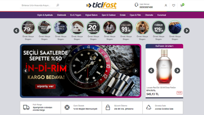 size yüklenme hızı çok hızlı e-ticaret v3 sitesi kurarım