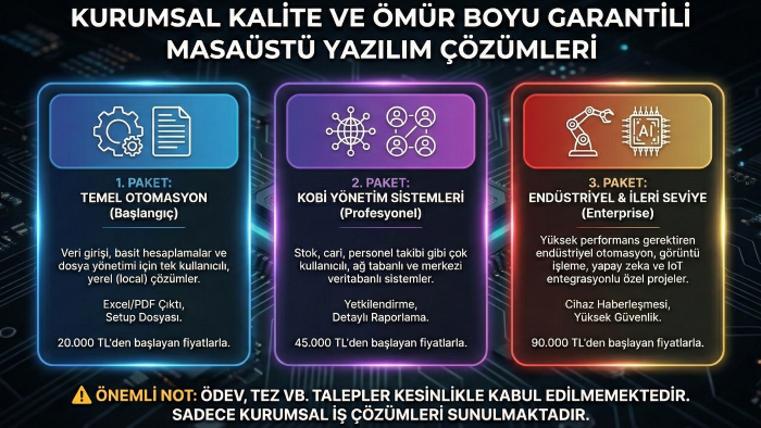 kurumsal kalitede masaüstü uygulamaları geliştirebilirim