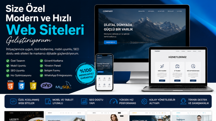 işletmenize özel modern ve SEO uyumlu web sitesi tasarlarım