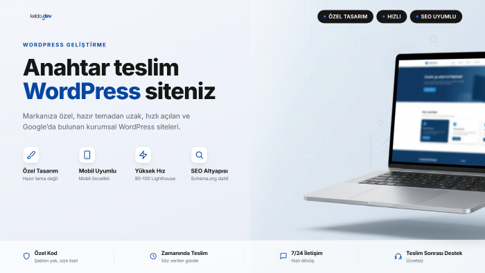 anahtar teslim modern WordPress web sitesi yaparım