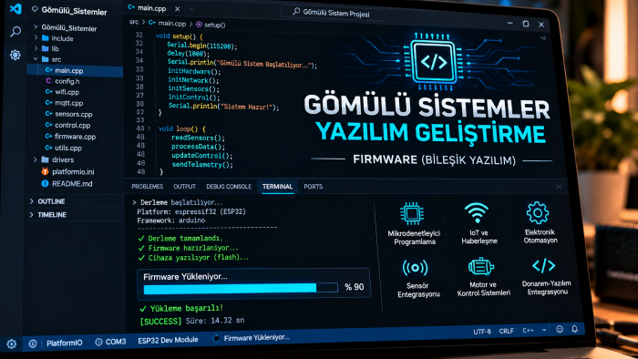 mikrodenetleyici ve gömülü sistem yazılımı geliştiririm