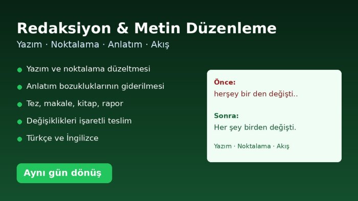 metinlerinizin yazım ve anlatım hatalarını düzeltirim