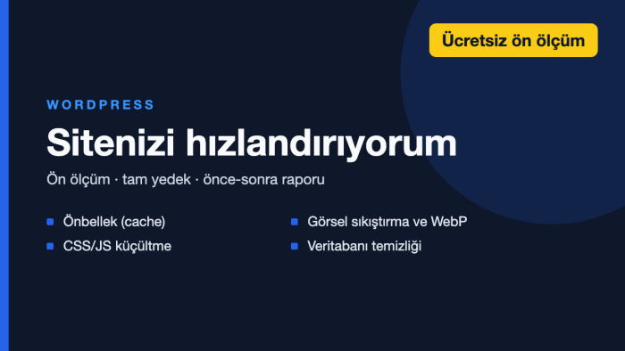 WordPress sitenizi hızlandırır, hız puanını yükseltirim