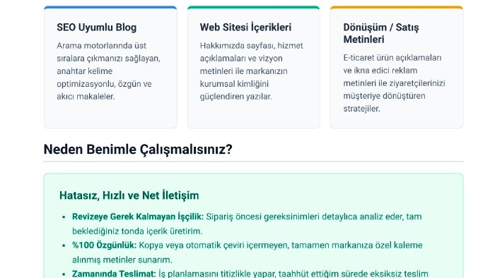markanız için özgün yazılar yazarım