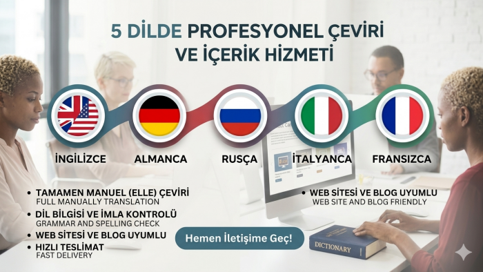5 farklı dilde profesyonel ve özgün çeviri yapabilirim