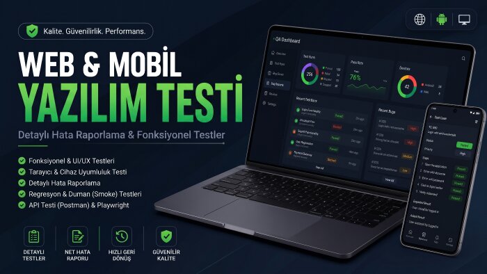 web ve mobil projenizi test edip hataları raporlarım