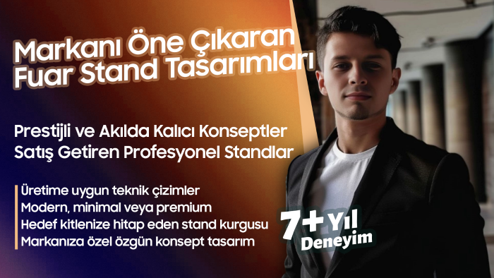 dikkat çeken kurumsala uygun fuar stand tasarımları yaparım