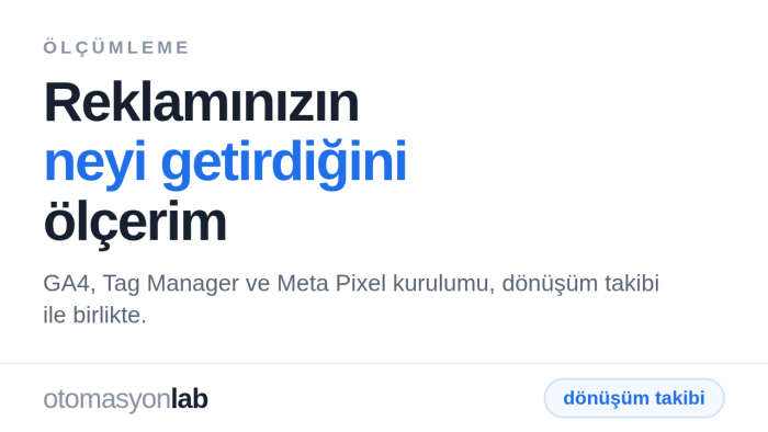 GA4, Tag Manager ve Meta Pixel kurulumunuzu yaparım