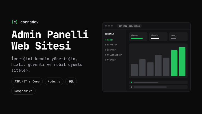 ASP.NET ve Node.js ile admin panelli web sitesi yaparım