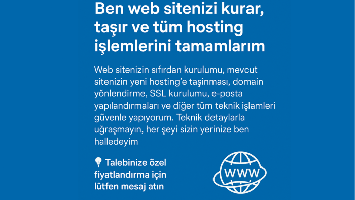 web sitenizi taşır ve tüm hosting işlemlerini tamamlarım