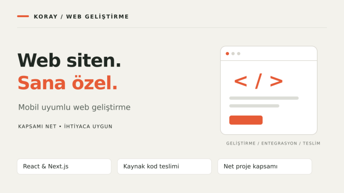 React ve Next.js ile mobil uyumlu web sitesi geliştiririm