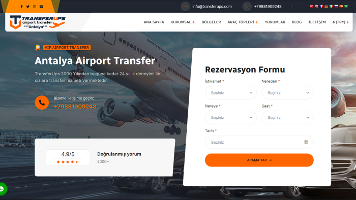 firmanız için bir airport transfer sitesi kurabilirim