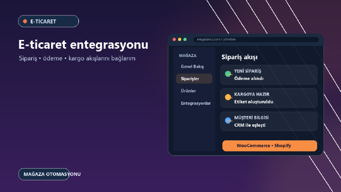 e-ticaret sitenize ödeme ve kargo entegrasyonu kurarım