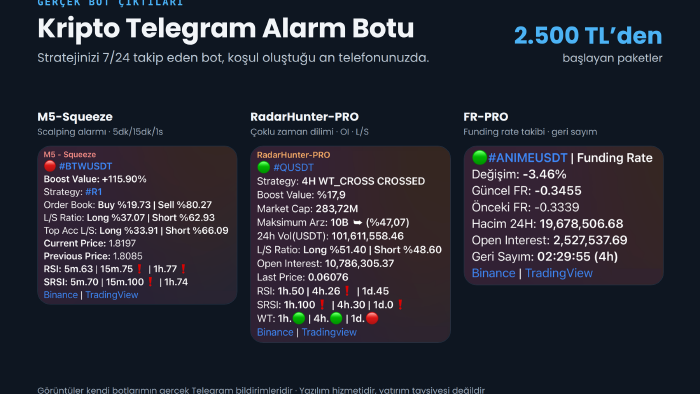 kripto Telegram alarm botu yaparım