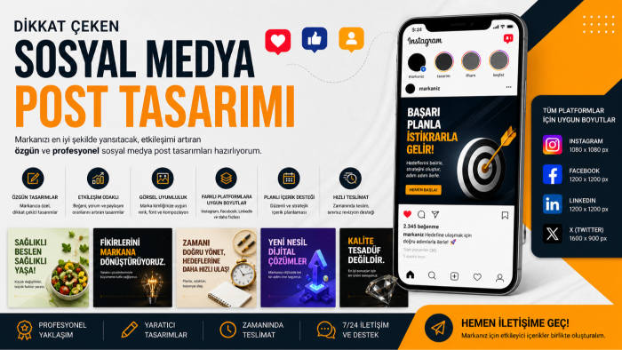 markanız için etkili sosyal medya postları tasarlarım